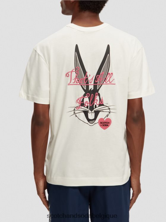 vêtements Scotch & Soda looney tunes t-shirt graphique brodé biologique- Scotch and Soda femme blanc cassé 6BZRBF59