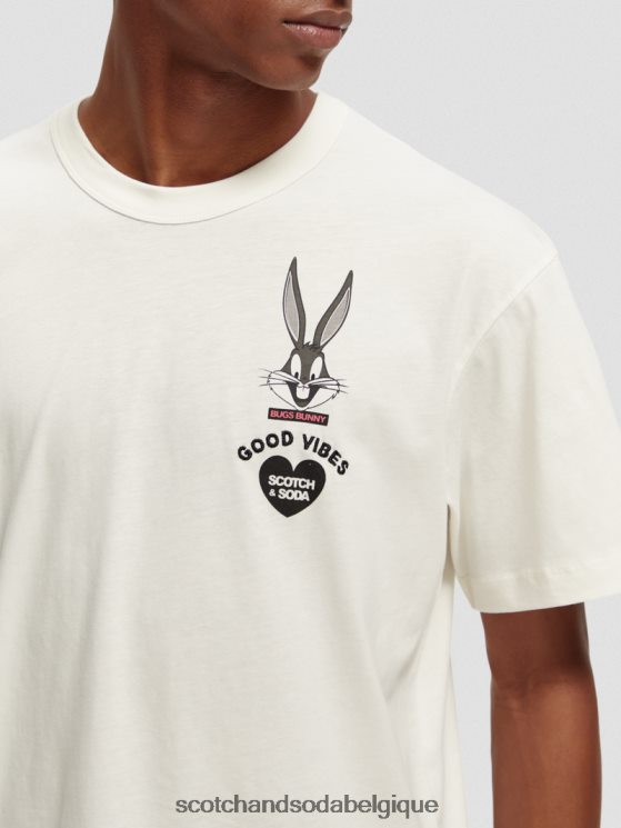 vêtements Scotch & Soda looney tunes t-shirt graphique brodé biologique- Scotch and Soda femme blanc cassé 6BZRBF59