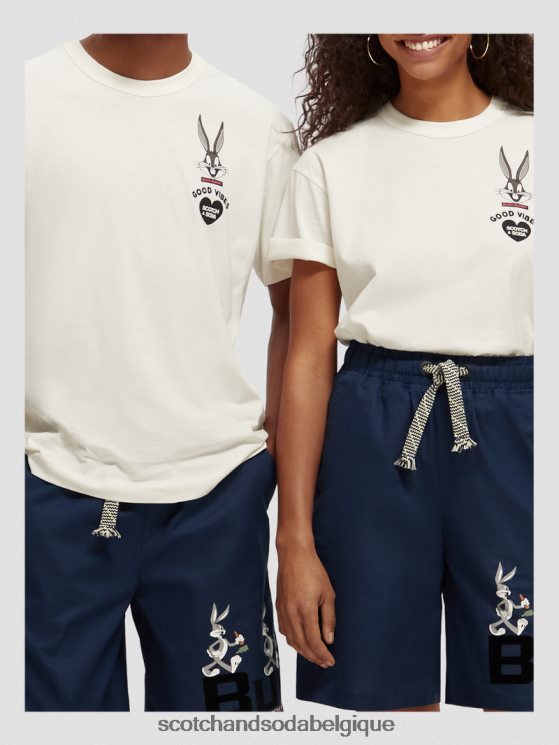vêtements Scotch & Soda looney tunes t-shirt graphique brodé biologique- Scotch and Soda femme blanc cassé 6BZRBF59