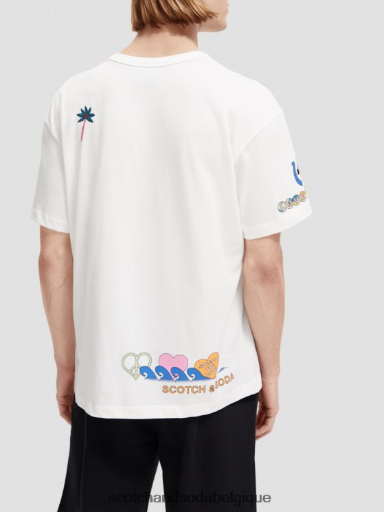vêtements Scotch & Soda né pour aimer les œuvres d\'art t-shirt- Scotch and Soda parfum blanc cassé 6BZRBF124