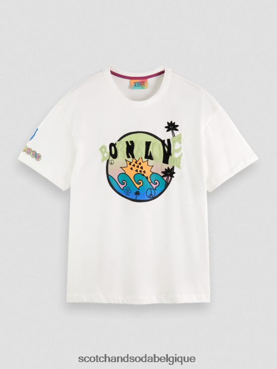 vêtements Scotch & Soda né pour aimer les œuvres d\'art t-shirt- Scotch and Soda parfum blanc cassé 6BZRBF124