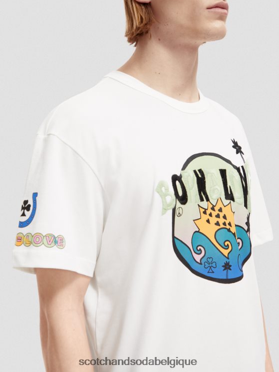 vêtements Scotch & Soda né pour aimer les œuvres d\'art t-shirt- Scotch and Soda parfum blanc cassé 6BZRBF124