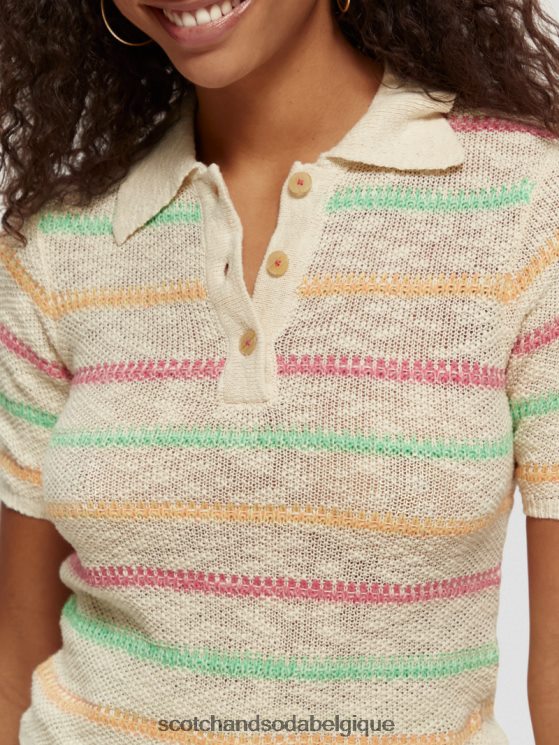 vêtements Scotch & Soda pull en maille rayé- Scotch and Soda shop near me vanille blanche 6BZRBF108