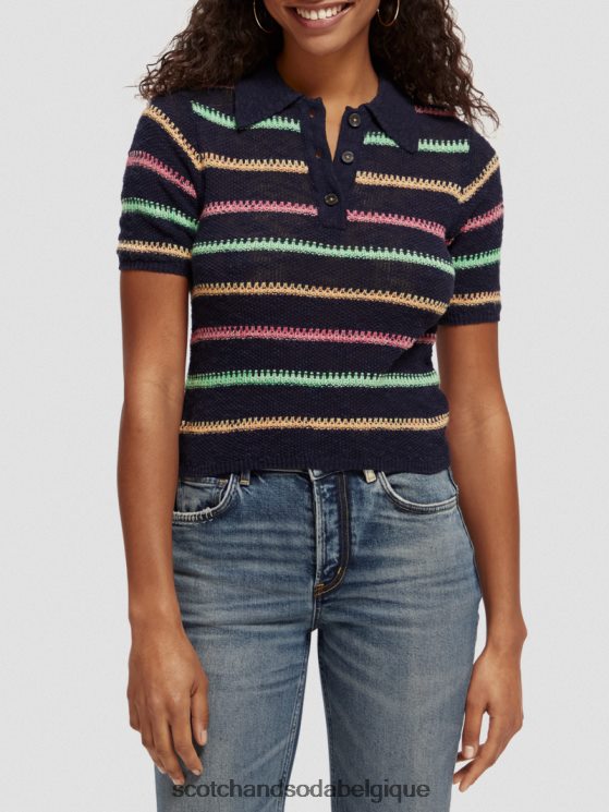 vêtements Scotch & Soda pull en maille rayé- Scotch and Soda shop online bleu de fin de soirée 6BZRBF107