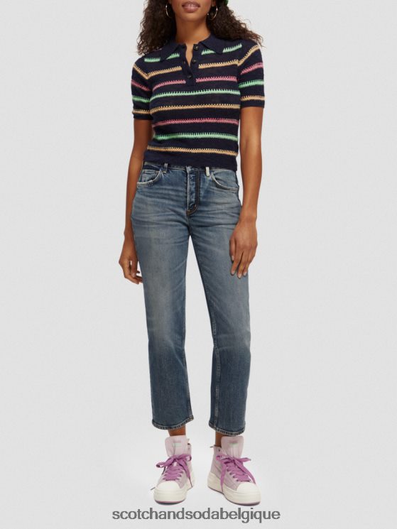 vêtements Scotch & Soda pull en maille rayé- Scotch and Soda shop online bleu de fin de soirée 6BZRBF107