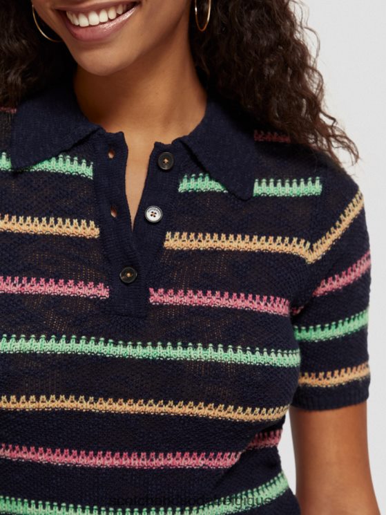 vêtements Scotch & Soda pull en maille rayé- Scotch and Soda shop online bleu de fin de soirée 6BZRBF107