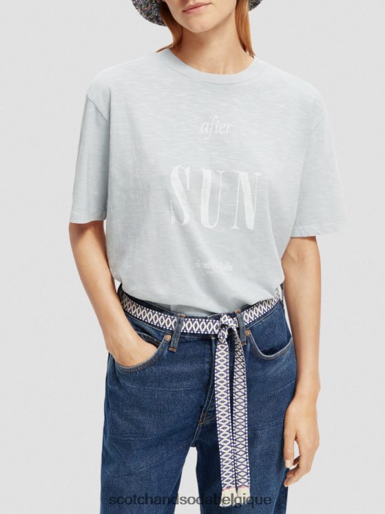 vêtements Scotch & Soda t-shirt ample en coton biologique- Scotch and Soda Namur nuage bleu 6BZRBF67