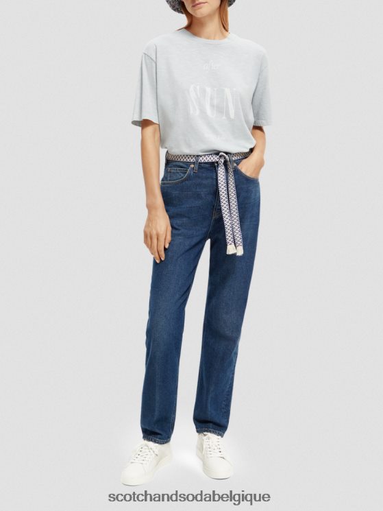 vêtements Scotch & Soda t-shirt ample en coton biologique- Scotch and Soda Namur nuage bleu 6BZRBF67