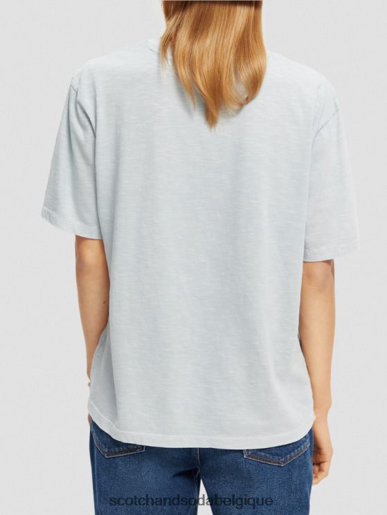 vêtements Scotch & Soda t-shirt ample en coton biologique- Scotch and Soda Namur nuage bleu 6BZRBF67