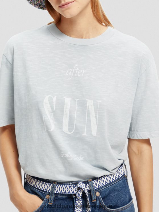 vêtements Scotch & Soda t-shirt ample en coton biologique- Scotch and Soda Namur nuage bleu 6BZRBF67