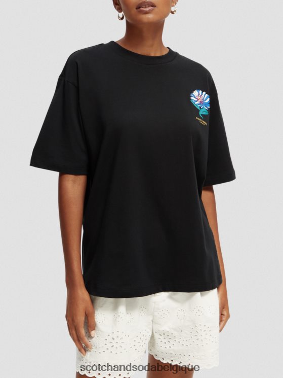 vêtements Scotch & Soda t-shirt ample en coton biologique à motif artistique- Scotch and Soda Bruxelles noir 6BZRBF75