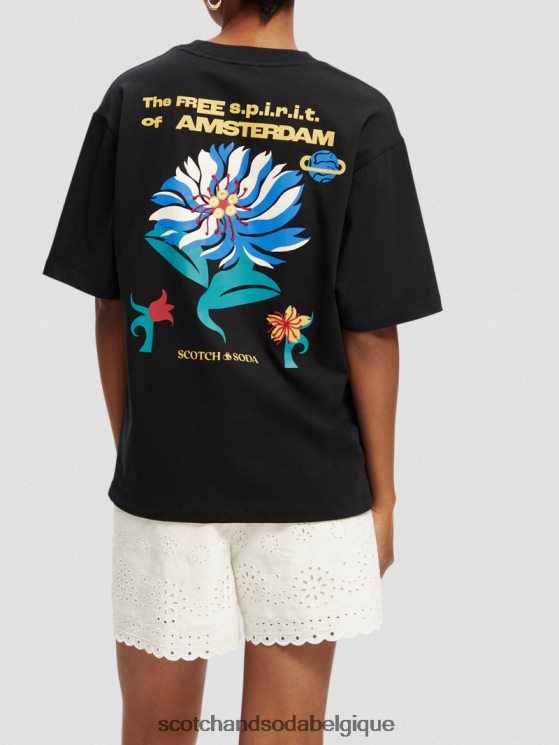 vêtements Scotch & Soda t-shirt ample en coton biologique à motif artistique- Scotch and Soda Bruxelles noir 6BZRBF75