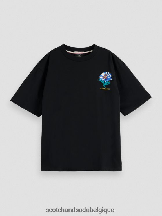 vêtements Scotch & Soda t-shirt ample en coton biologique à motif artistique- Scotch and Soda Bruxelles noir 6BZRBF75