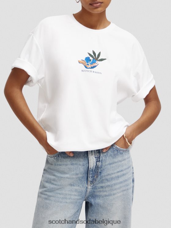 vêtements Scotch & Soda t-shirt ample graphique- Scotch and Soda Liﾨﾨge blanc 6BZRBF114