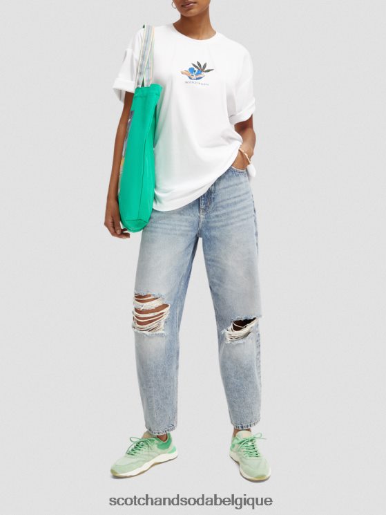 vêtements Scotch & Soda t-shirt ample graphique- Scotch and Soda Liﾨﾨge blanc 6BZRBF114