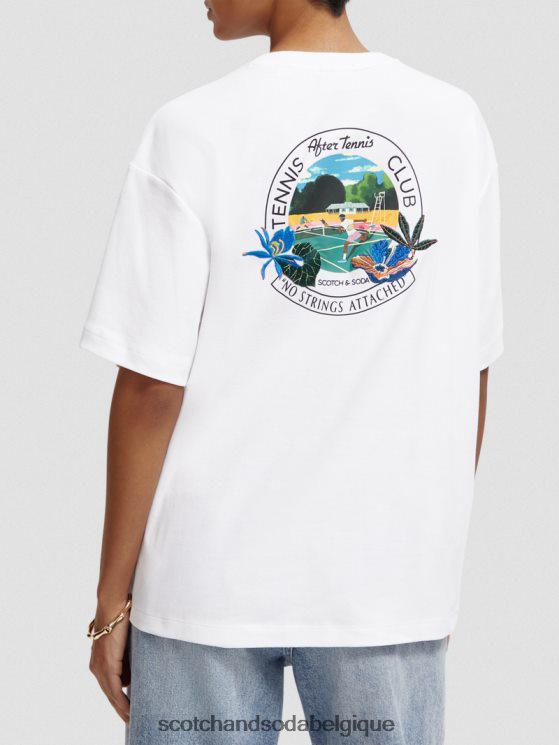 vêtements Scotch & Soda t-shirt ample graphique- Scotch and Soda Liﾨﾨge blanc 6BZRBF114