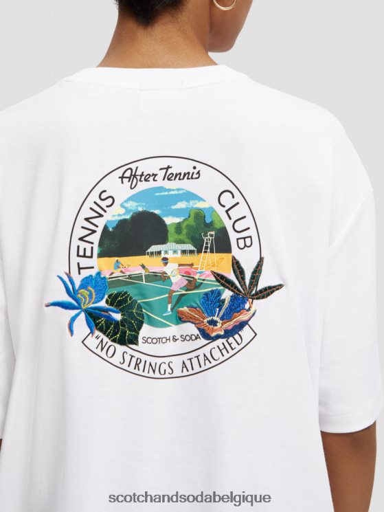 vêtements Scotch & Soda t-shirt ample graphique- Scotch and Soda Liﾨﾨge blanc 6BZRBF114