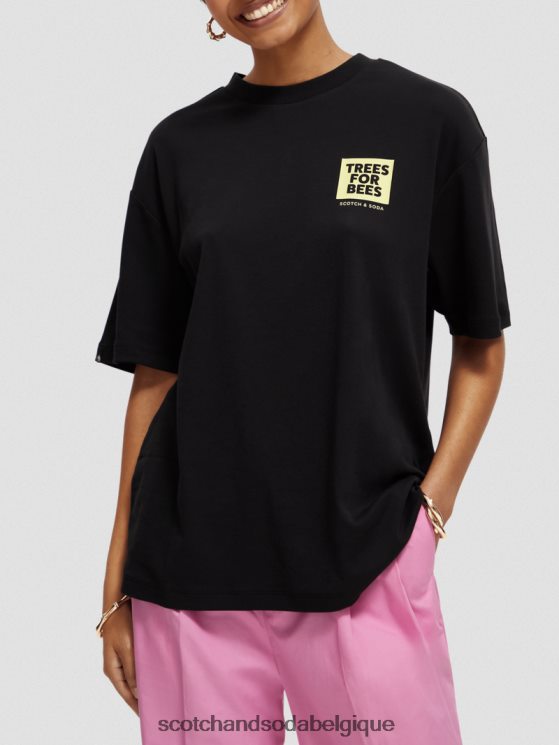 vêtements Scotch & Soda t-shirt ample graphique- Scotch and Soda parfum noir 6BZRBF115