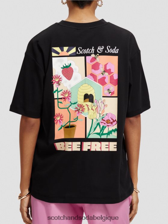 vêtements Scotch & Soda t-shirt ample graphique- Scotch and Soda parfum noir 6BZRBF115