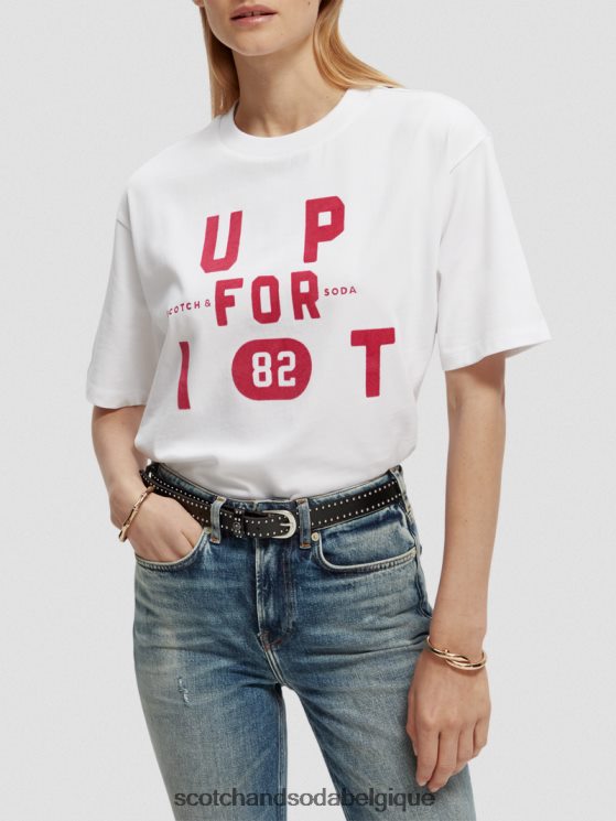 vêtements Scotch & Soda t-shirt ample à imprimé graphique- Scotch and Soda Liﾨﾨge blanc 6BZRBF60