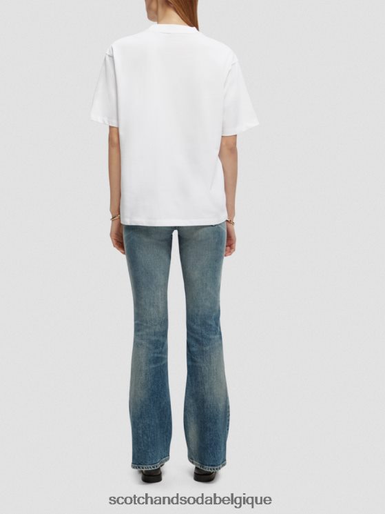 vêtements Scotch & Soda t-shirt ample à imprimé graphique- Scotch and Soda Liﾨﾨge blanc 6BZRBF60