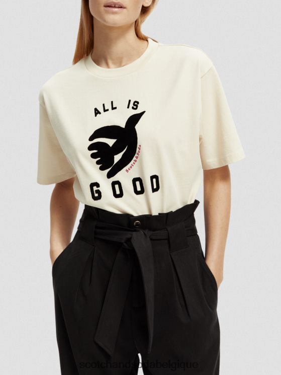 vêtements Scotch & Soda t-shirt ample à imprimé graphique- Scotch and Soda shop near me vanille blanche 6BZRBF63