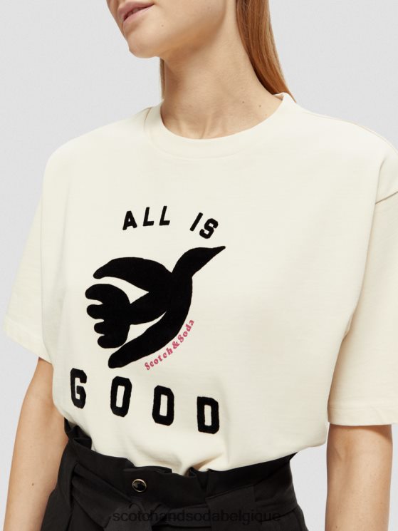 vêtements Scotch & Soda t-shirt ample à imprimé graphique- Scotch and Soda shop near me vanille blanche 6BZRBF63