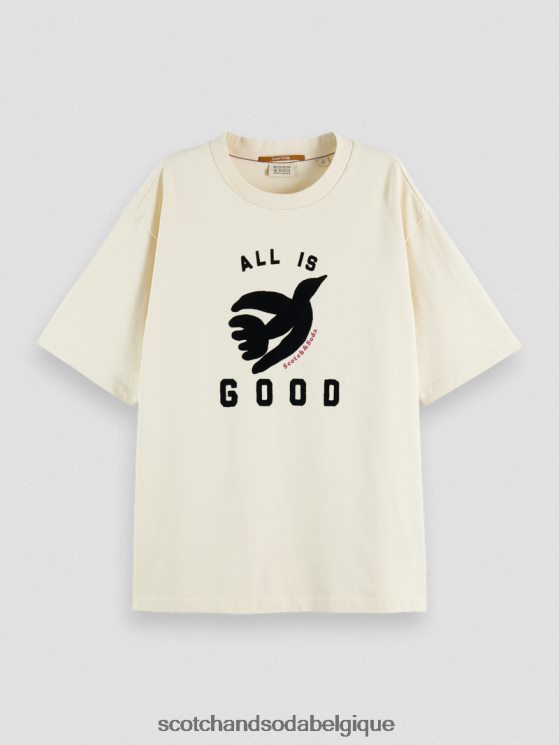 vêtements Scotch & Soda t-shirt ample à imprimé graphique- Scotch and Soda shop near me vanille blanche 6BZRBF63