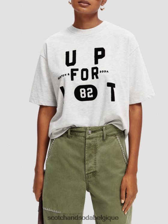 vêtements Scotch & Soda t-shirt ample à imprimé graphique- Scotch and Soda shop online gris mélangé 6BZRBF62