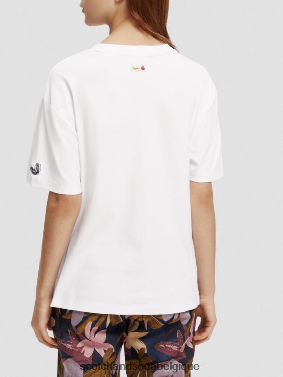 vêtements Scotch & Soda t-shirt ample à motif artistique- Scotch and Soda Belgique blanc 6BZRBF65