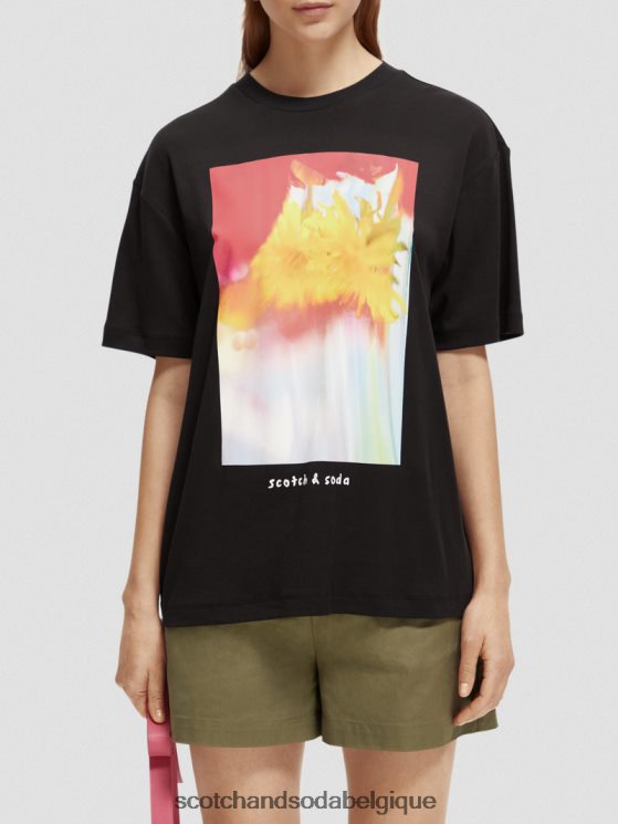 vêtements Scotch & Soda t-shirt ample à motif artistique- Scotch and Soda Bruxelles noir 6BZRBF93