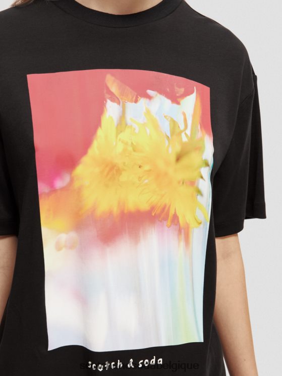 vêtements Scotch & Soda t-shirt ample à motif artistique- Scotch and Soda Bruxelles noir 6BZRBF93