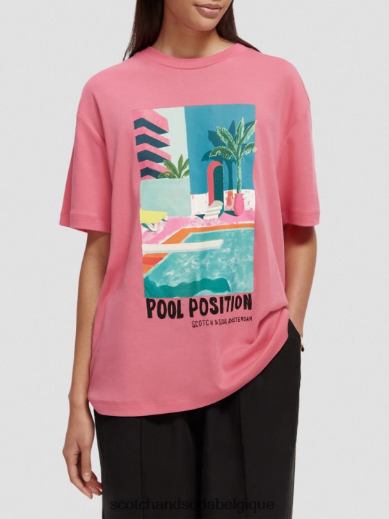 vêtements Scotch & Soda t-shirt ample à motif artistique- Scotch and Soda Namur punch rose 6BZRBF94