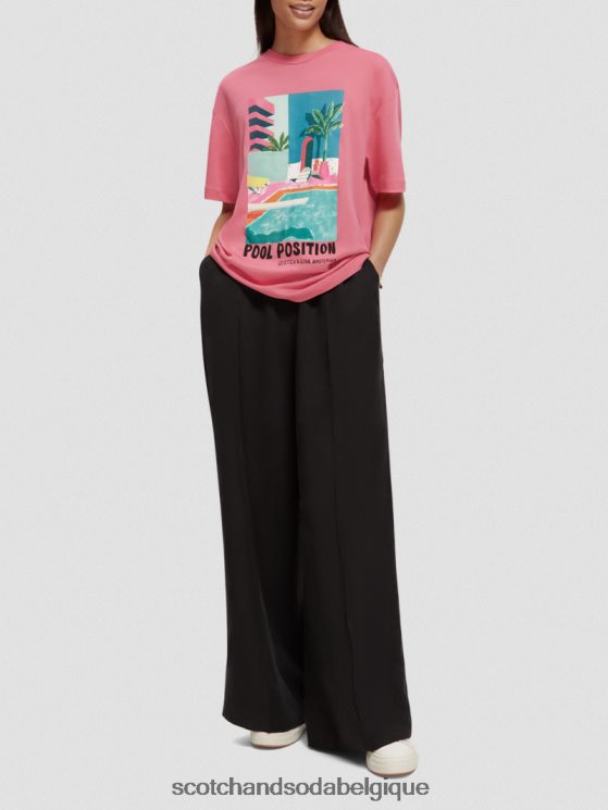 vêtements Scotch & Soda t-shirt ample à motif artistique- Scotch and Soda Namur punch rose 6BZRBF94