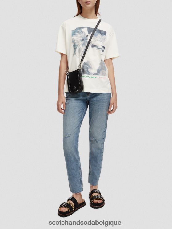 vêtements Scotch & Soda t-shirt ample à motif artistique- Scotch and Soda Namur vanille blanche 6BZRBF76