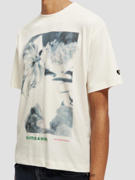 vêtements Scotch & Soda t-shirt ample à motif artistique- Scotch and Soda Namur vanille blanche 6BZRBF76