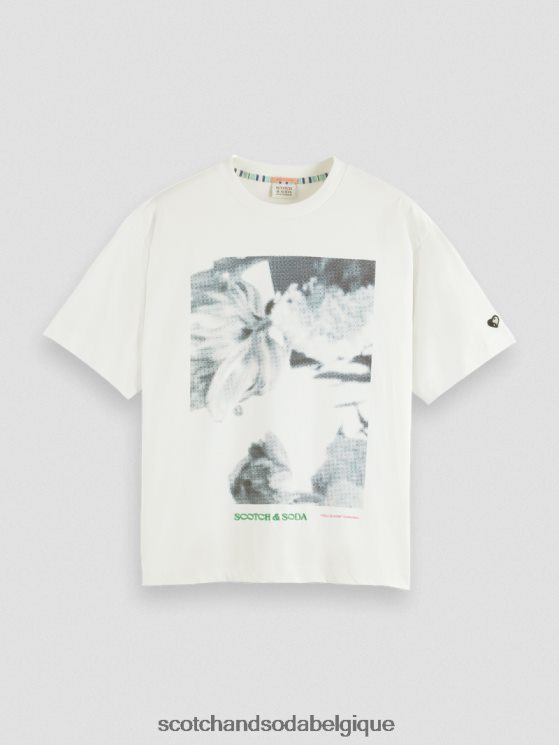 vêtements Scotch & Soda t-shirt ample à motif artistique- Scotch and Soda Namur vanille blanche 6BZRBF76