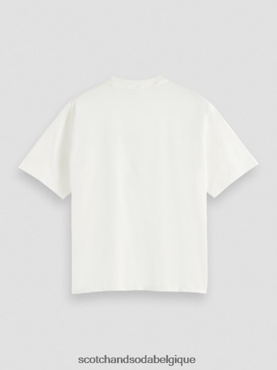 vêtements Scotch & Soda t-shirt ample à motif artistique- Scotch and Soda Namur vanille blanche 6BZRBF76