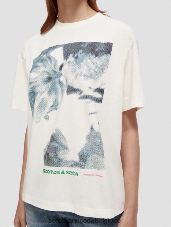 vêtements Scotch & Soda t-shirt ample à motif artistique- Scotch and Soda Namur vanille blanche 6BZRBF76