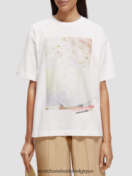 vêtements Scotch & Soda t-shirt ample à motif artistique- Scotch and Soda femme blanc 6BZRBF77