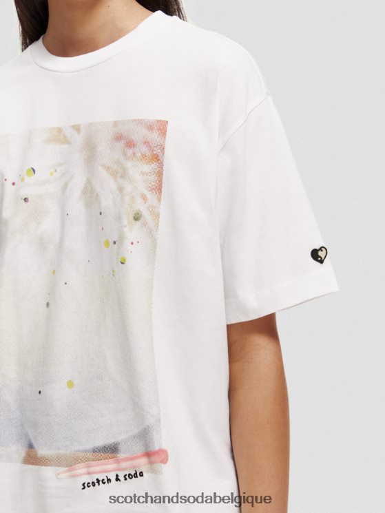 vêtements Scotch & Soda t-shirt ample à motif artistique- Scotch and Soda femme blanc 6BZRBF77