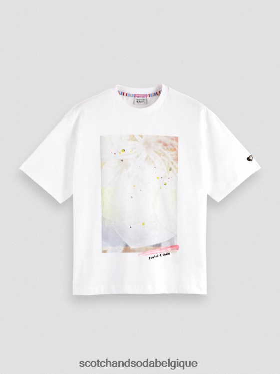 vêtements Scotch & Soda t-shirt ample à motif artistique- Scotch and Soda femme blanc 6BZRBF77