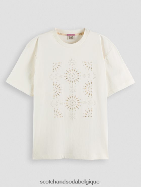 vêtements Scotch & Soda t-shirt ample à motif brodé- Scotch and Soda shop near me vanille blanche 6BZRBF90