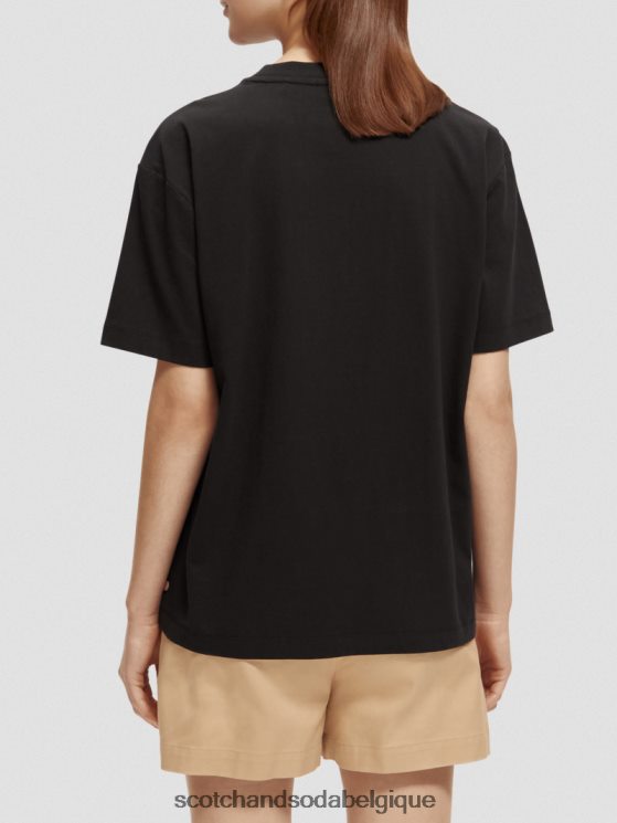 vêtements Scotch & Soda t-shirt ample à motif brodé- Scotch and Soda shop online noir 6BZRBF89
