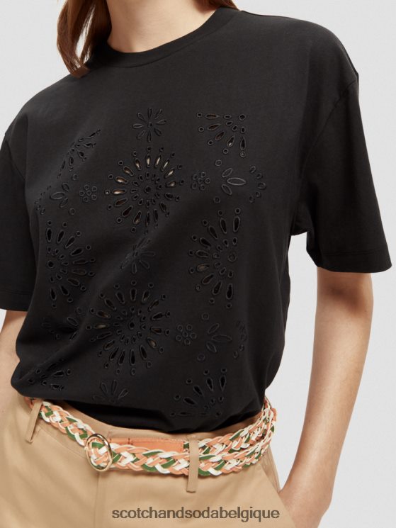 vêtements Scotch & Soda t-shirt ample à motif brodé- Scotch and Soda shop online noir 6BZRBF89
