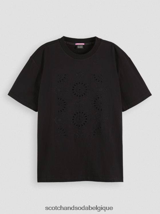 vêtements Scotch & Soda t-shirt ample à motif brodé- Scotch and Soda shop online noir 6BZRBF89