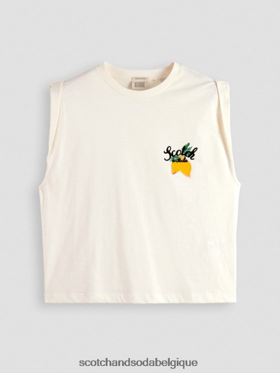 vêtements Scotch & Soda t-shirt ample moulant- Scotch and Soda Belgique vanille blanche 6BZRBF74