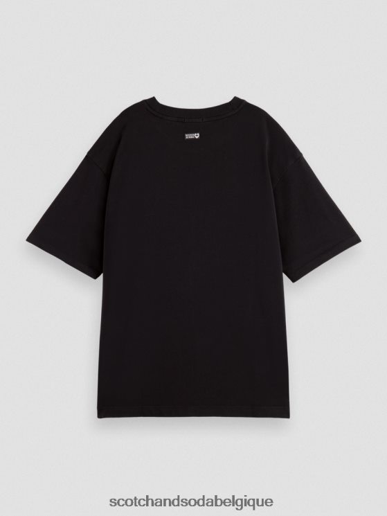 vêtements Scotch & Soda t-shirt bio oversize à motif floral- Scotch and Soda Bruxelles tulipe jumelle onyx noir 6BZRBF66