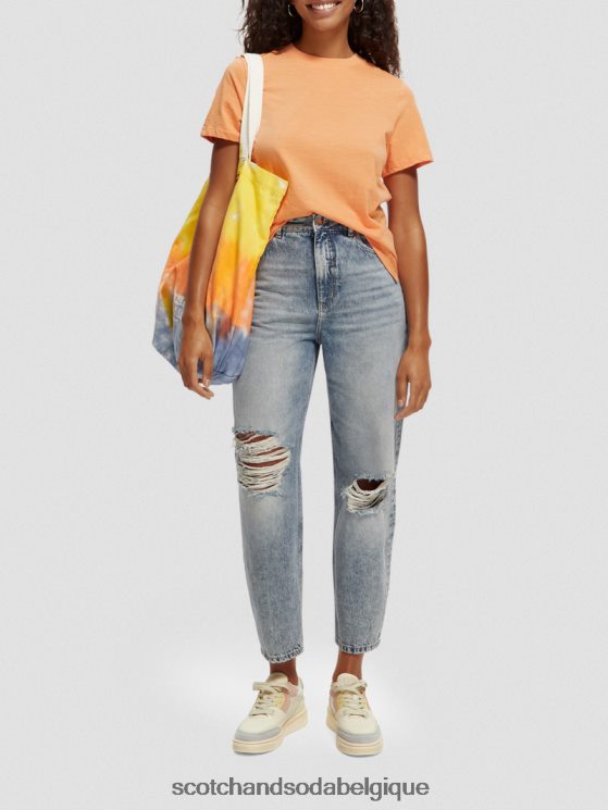 vêtements Scotch & Soda t-shirt coupe classique- Scotch and Soda Bruxelles orange saumon 6BZRBF102