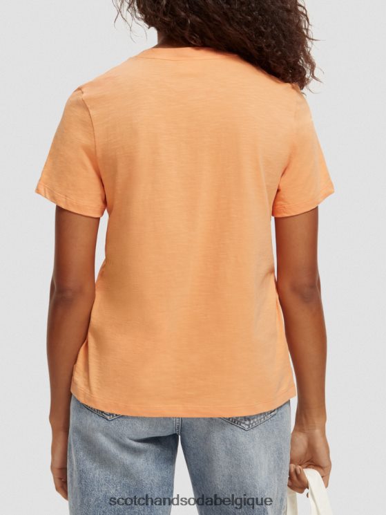 vêtements Scotch & Soda t-shirt coupe classique- Scotch and Soda Bruxelles orange saumon 6BZRBF102